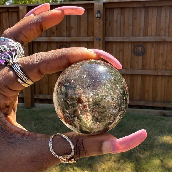 Lodolite (Garden or Phantom Quartz) Crystal Sphere 54.4MM,All Products : American Fashion Style Bags On Sale